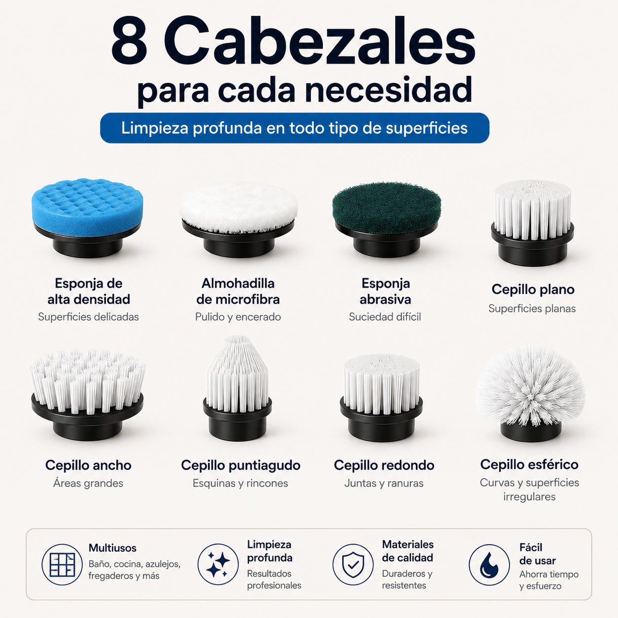 Cepillo de Limpieza Eléctrico 8 en 1